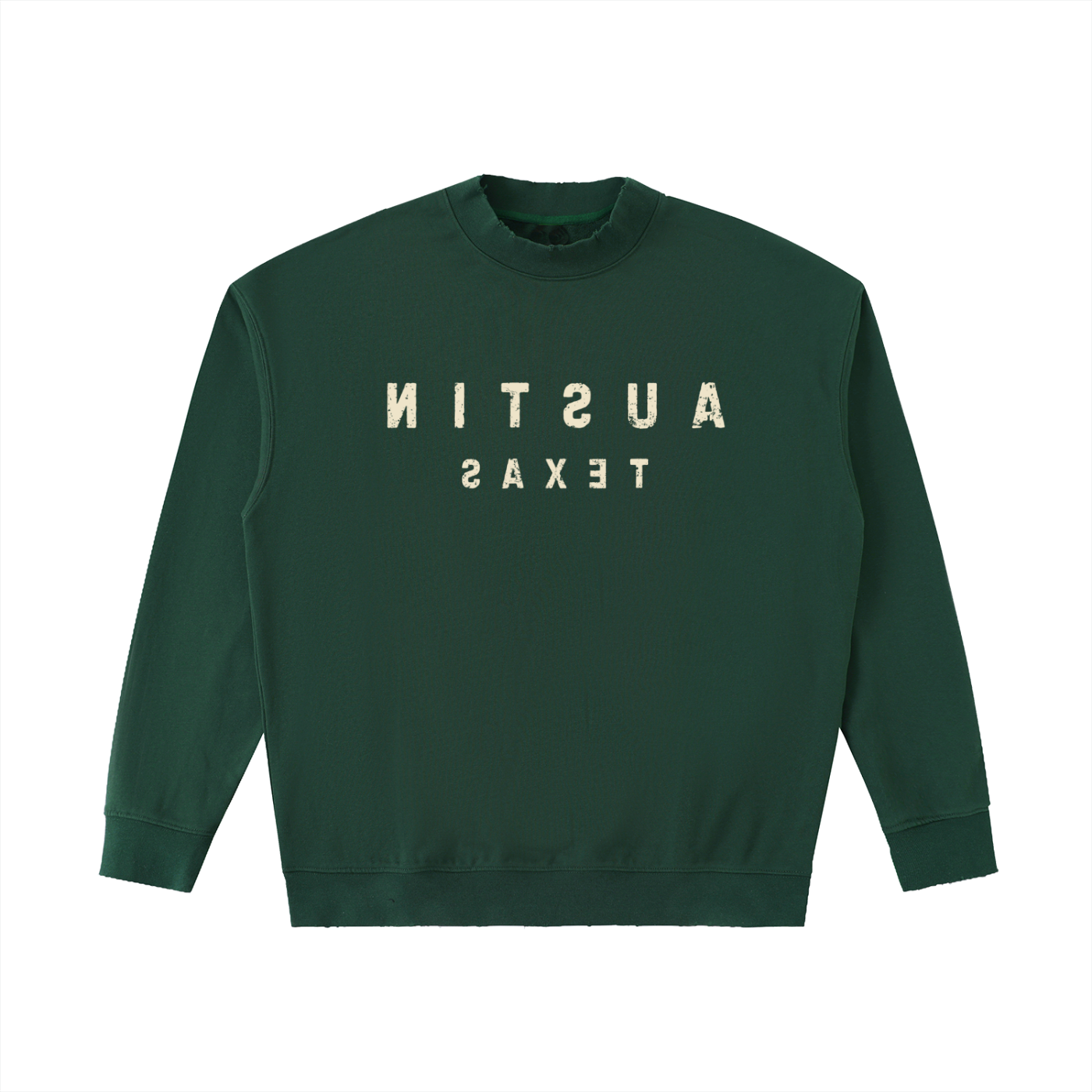 Tailspin – Retro-grüner Austin Texas Reverse Crewneck Sweater Unisex