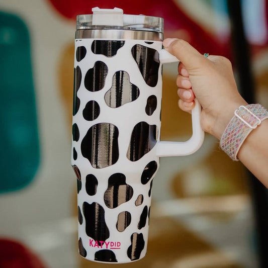 KatyDid - Tumbler met koeienprint 38Oz thermosbeker