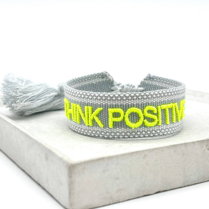 Parsley & pepper - Think Positive armband grijs/ neon geel