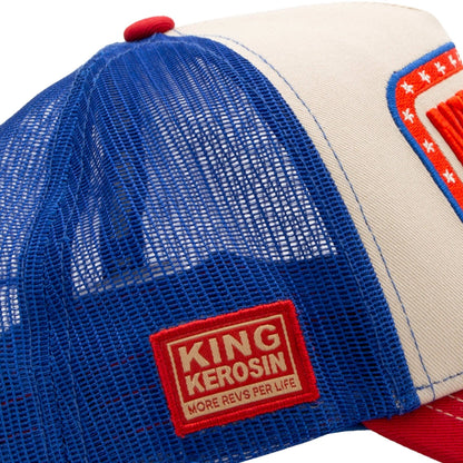 King Kerosin - Trucker-Cap Never Grow Up Cap in Beige/Blau/Rot