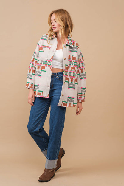 Blue B - Exklusive Jacke mit Aztekenmuster und Knopfverschluss
