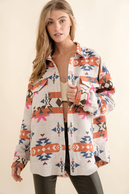 Blue B - Azteeks westernjack blouse van jacquard