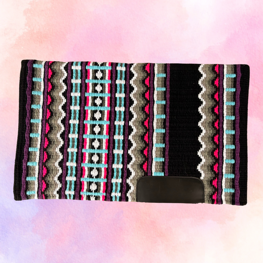 SB025 - Western oversized showblanket A - Zwart, turquoise, roze, grijs