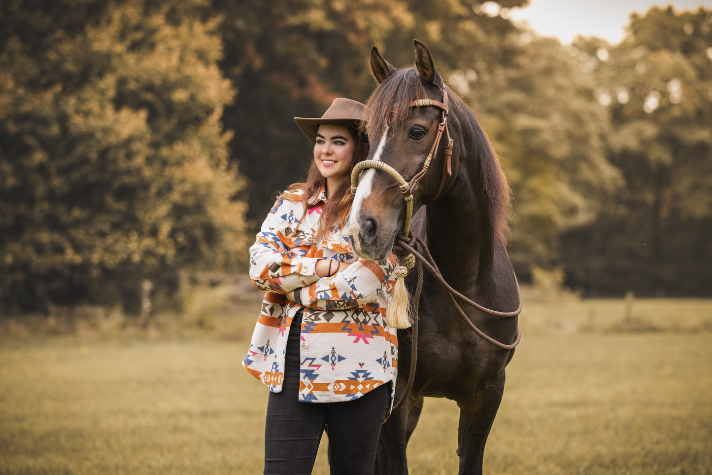 Blue B - Azteeks westernjack blouse van jacquard