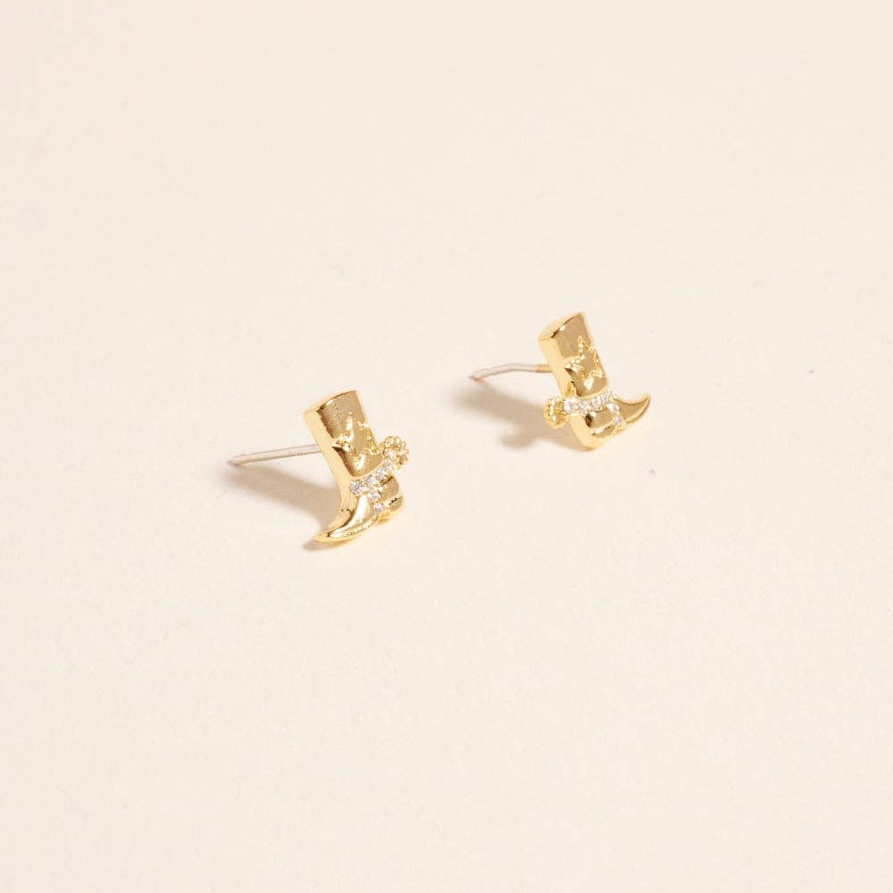 Designature - Gold Dipped Cowgirl Western Boot Earrings