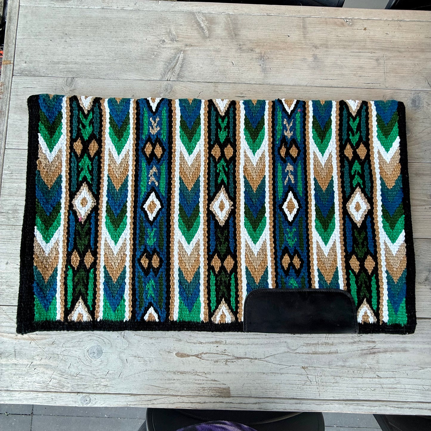 SB073 - Western oversized showblanket A - Groen, blauw, camel