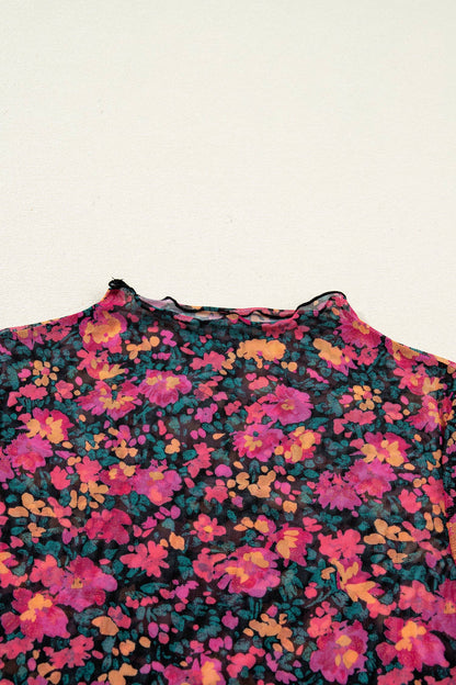 Pretty Bash - Bloemenmesh lange mouwen coltrui top