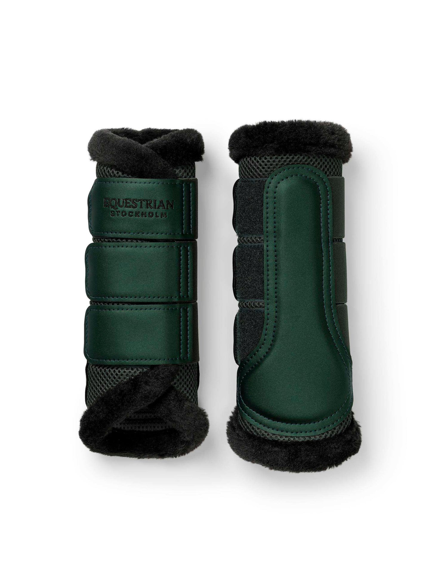 Equestrian Stockholm - FW26 Sycamore Green - Fur Mesh Brushing Boots beenbeschermers