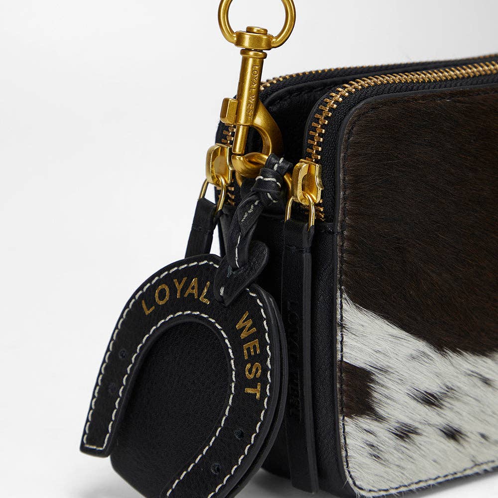 Myra Bag - Loyal West Shell Crossbody tasje koeienhuid zwart & wit