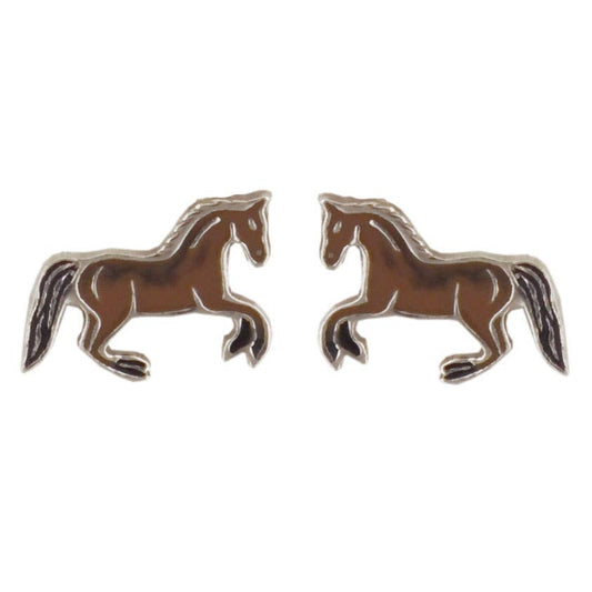 Janusch - Oorstekers bruin paard 925 zilver