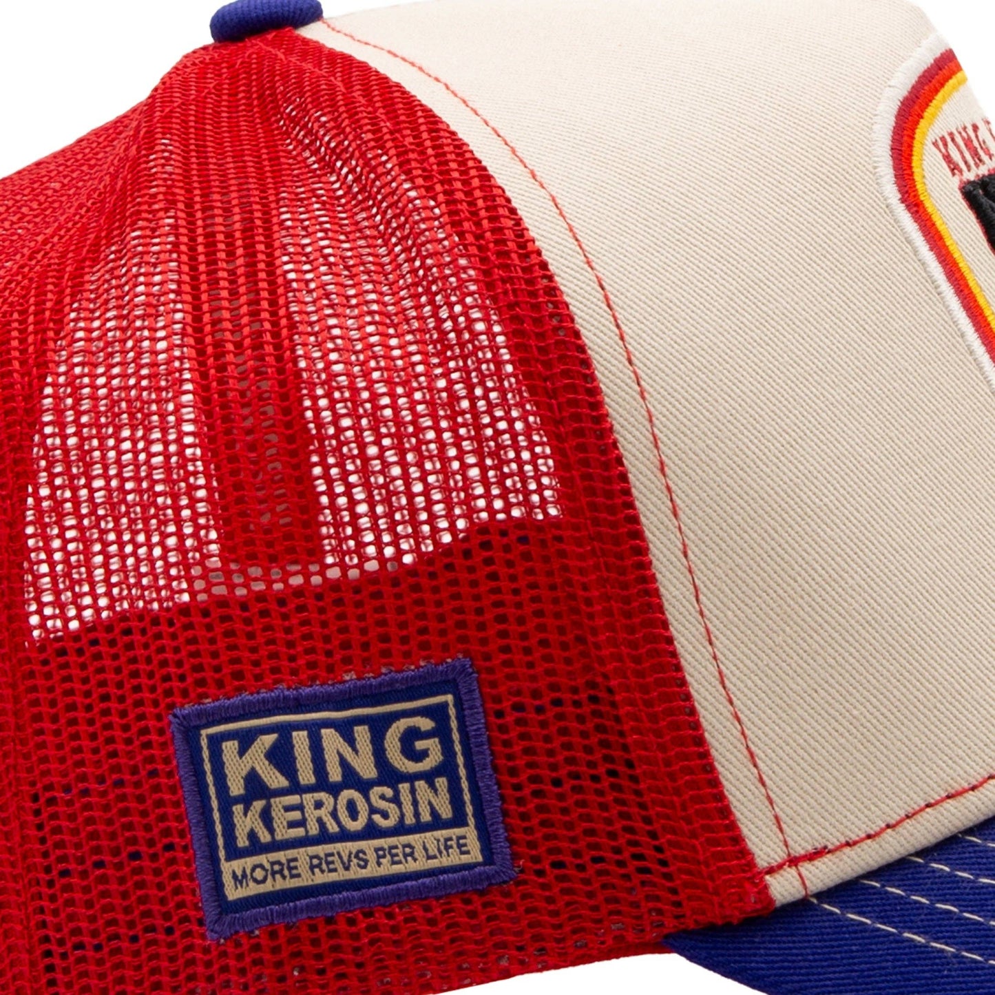 King Kerosin - Trucker Cap Never Fuck A Fucker in beige/blue/red