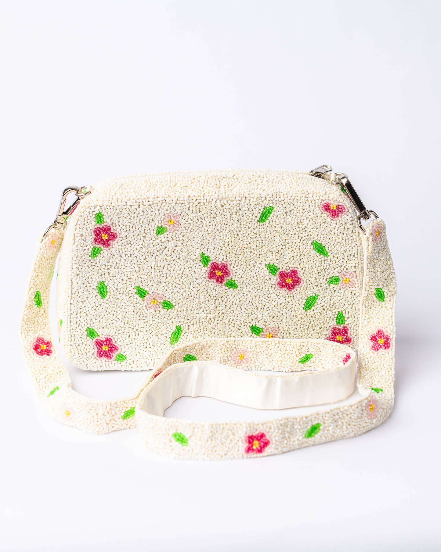 Pria Handmade - Beaded Bag schoudertas White Flower Longhorn