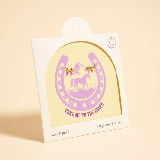 Designature - Gold Plated Rodeo Horse Western Stud Earrings