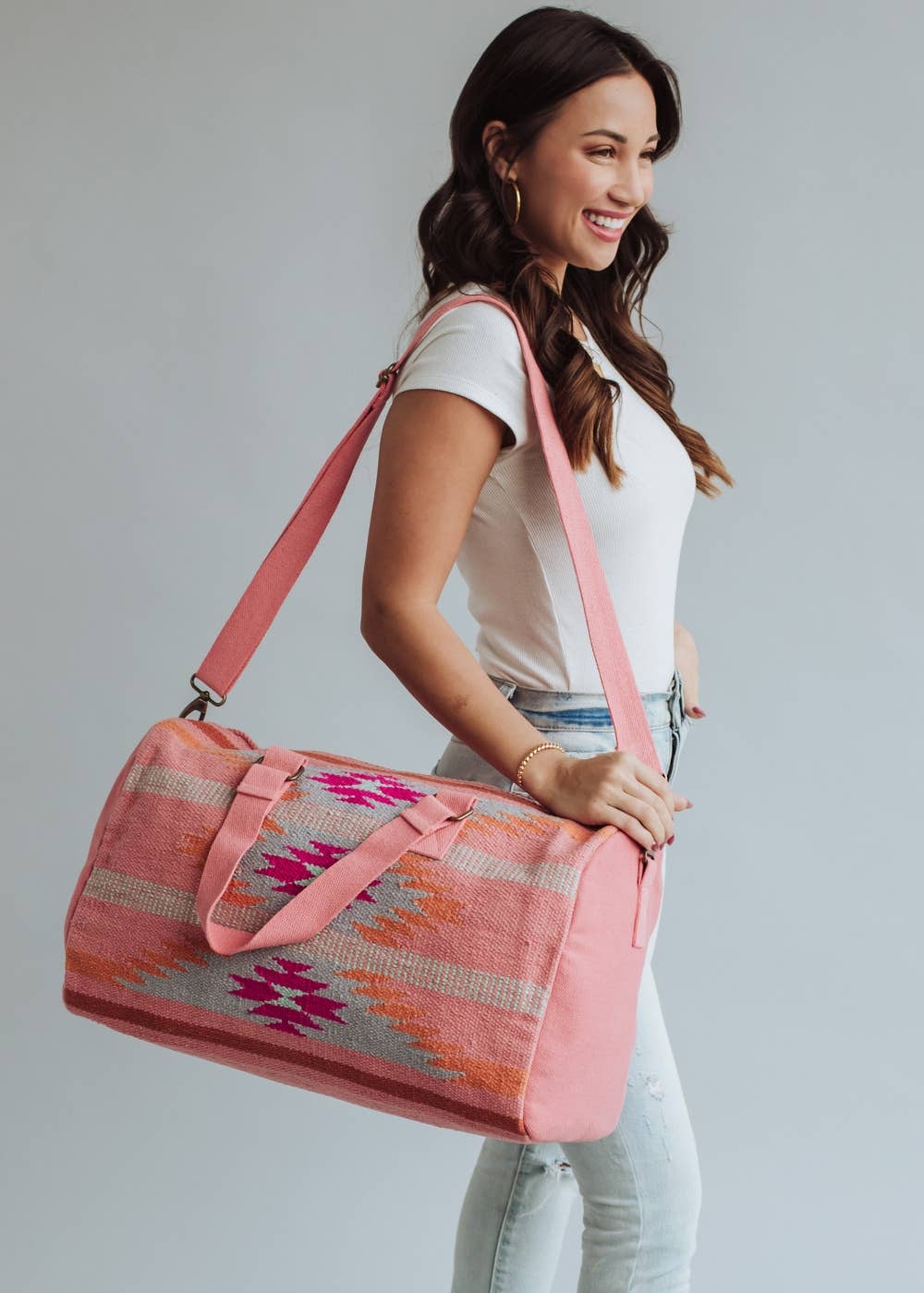 Panache Apparel Co - Borsa da viaggio weekend azteca arancione, rosa acceso e ardesia