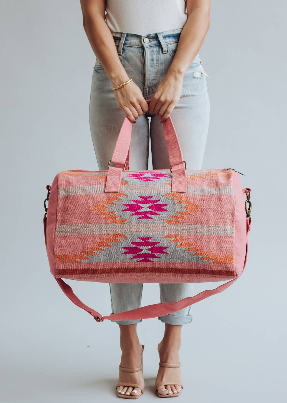 Panache Apparel Co - Borsa da viaggio weekend azteca arancione, rosa acceso e ardesia