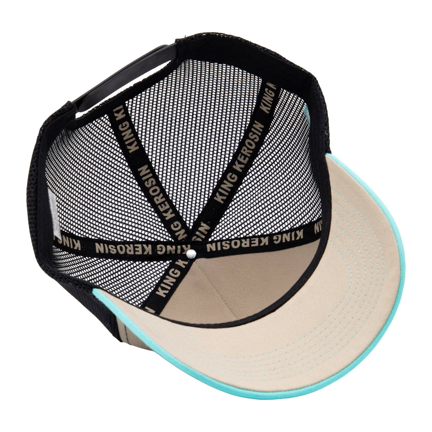 King Kerosin - Cappellino da camionista Bad to the Bones in beige/nero/turchese