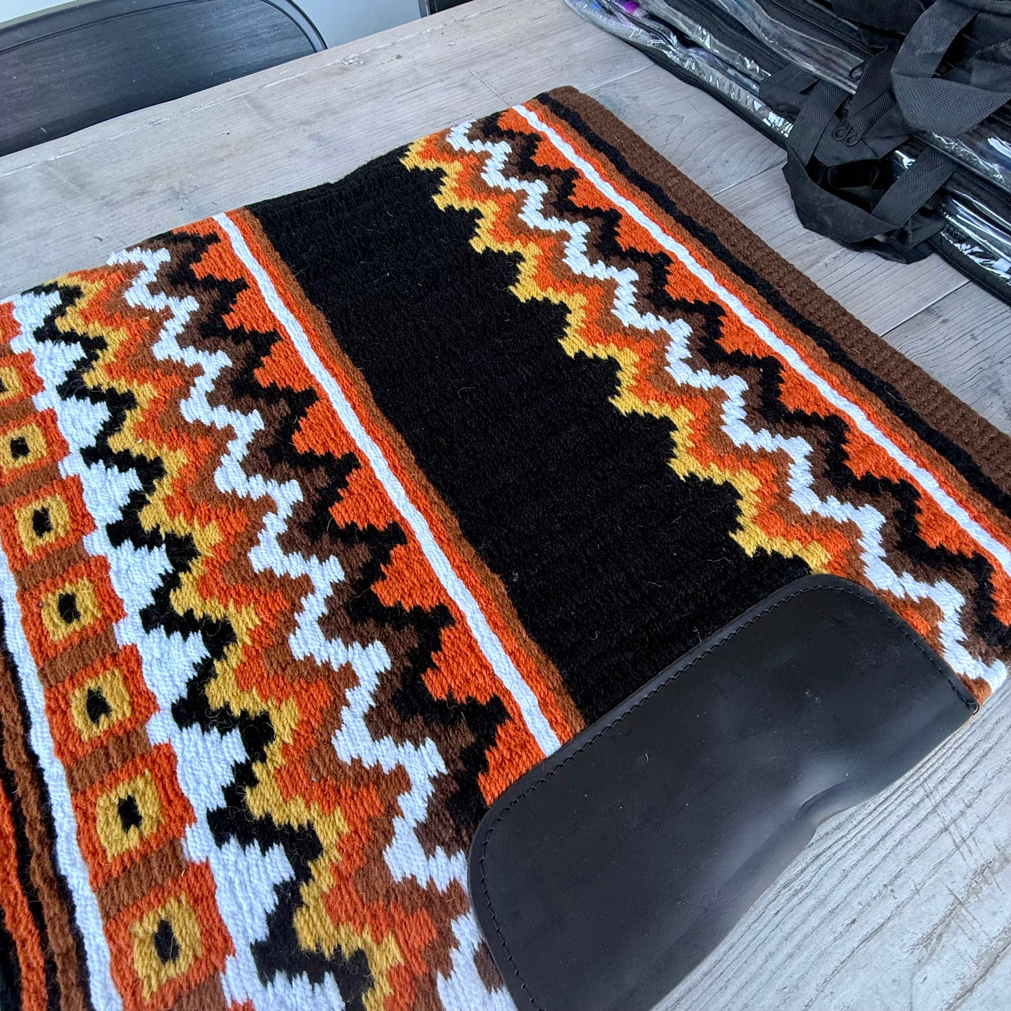 SB066 - Western oversized showblanket A - Bruin, oranje, camel