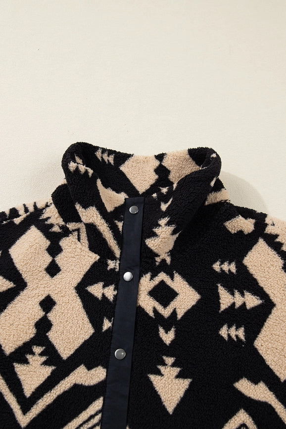 Pretty Bash - Western Aztec Fleece Half Zip Sweatshirt