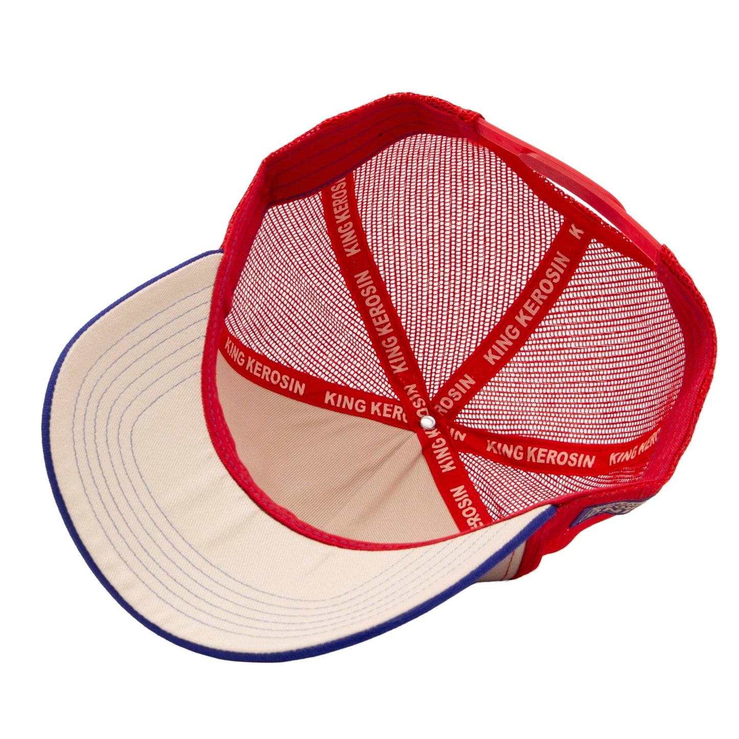 King Kerosin - Trucker Cap Never Fuck A Fucker in beige/blue/red