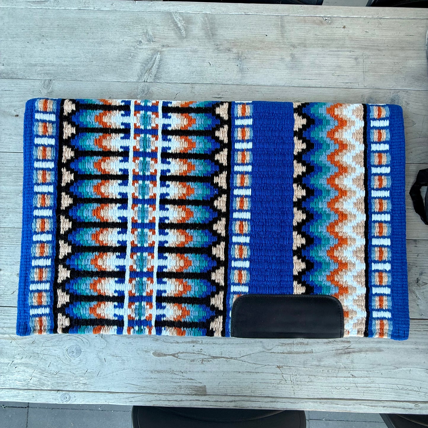 SB065 - Western oversized showblanket A - Blauw, oranje, crème