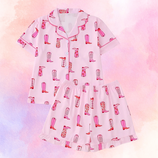 FMH - Kinder zomerse pyjama set/ loungepak Pink Boots