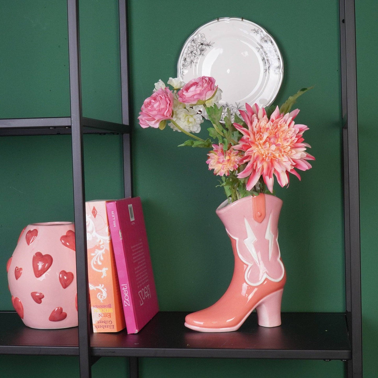 Housevitamin - Flower Vase, Boot Vase, Ceramic, Pink/Orange