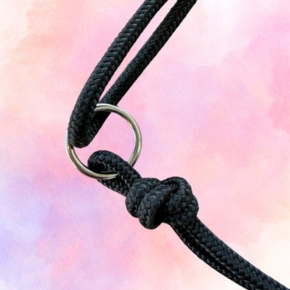 Het Paardenatelier - Longeerhalster Touwhalster ‘All Black’ zwart/zwart