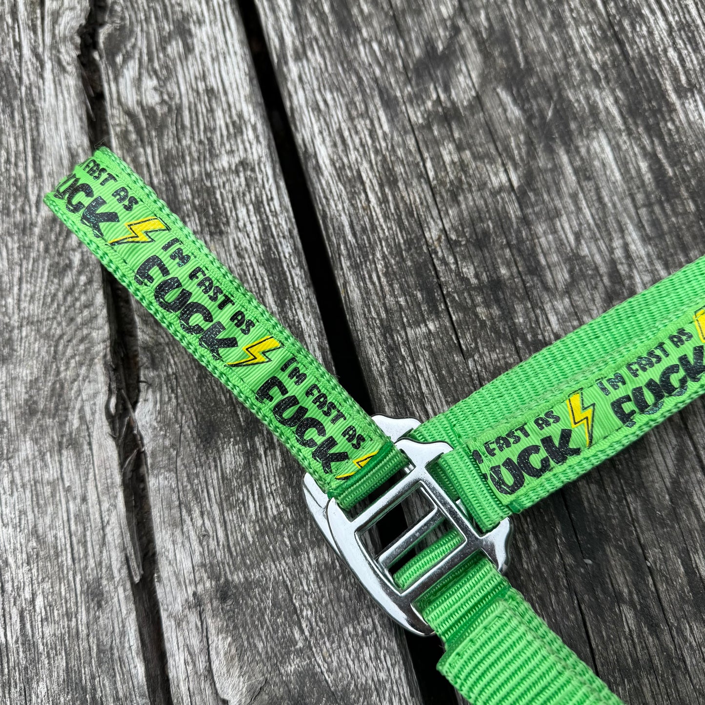 FMH - Nylon halster ‘Fast as F*CK’ groen
