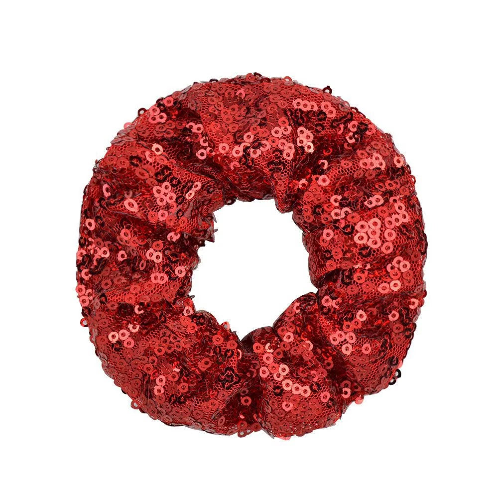 FMH - Glitter Pailletten Sequin Scrunchie elastiek dressuurknot knotband (div. kleuren)