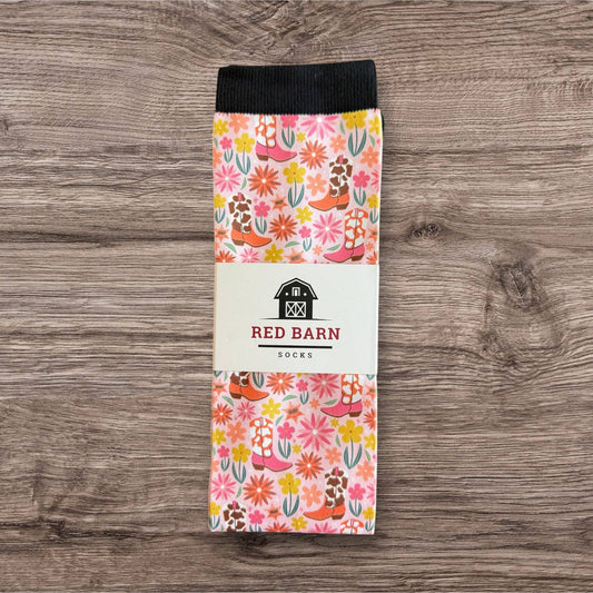 Red Barn - Laarzen sokken Cowgirl boots en bloemen rijsokken