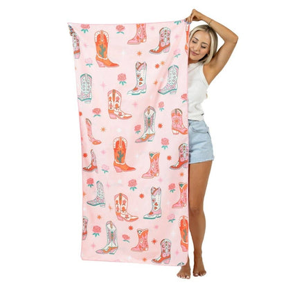 Katydid - Serviette format voyage avec bottes et fleurs