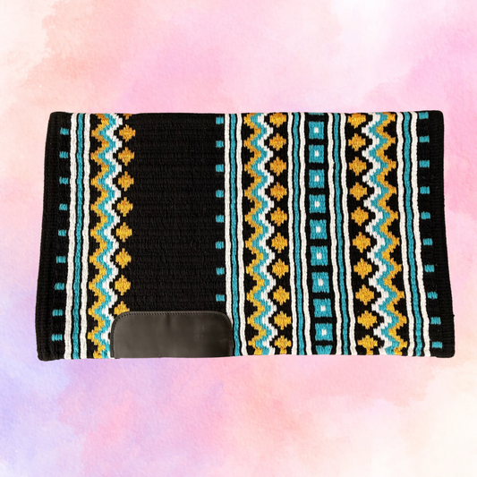 SB023 - Western oversized showblanket A - Zwart, goud, turquoise
