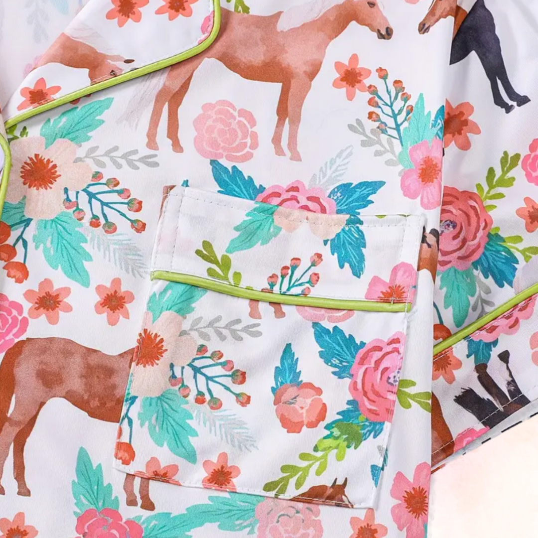 FMH - Damen Sommer Pyjama Set/ Hausanzug Colourful Horse