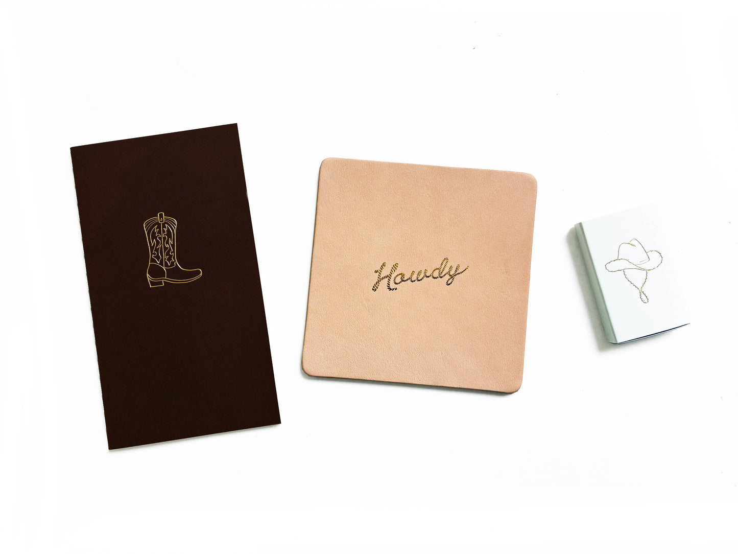 Portmanteau - Howdy Embossed Leren Onderzetter Set Western Onderzetters