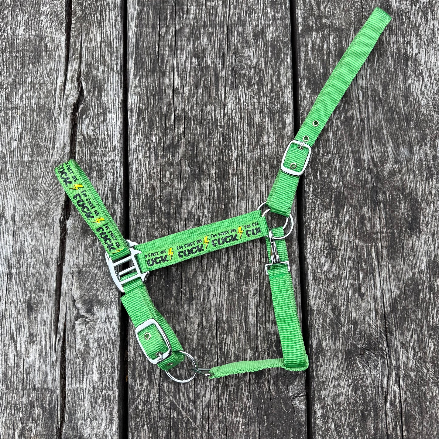 FMH - Nylon halster ‘Fast as F*CK’ groen