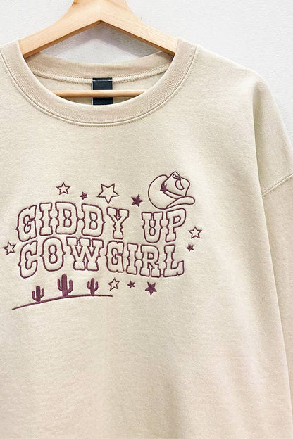 Sweet Claire - Bestickter Giddy-Up Cowgirl Sweatshirt Pullover
