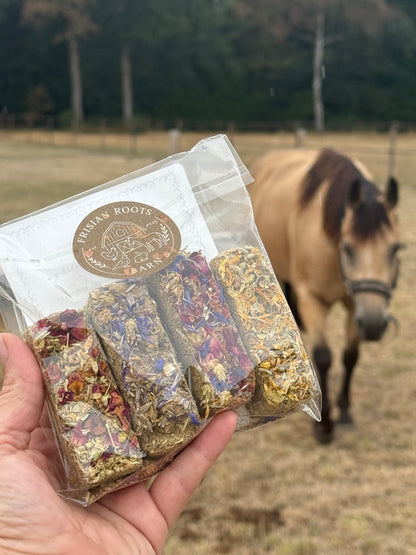 Frisian Roots Barn - Blossom Bars snacks naturales para caballos con hierbas 4uds.