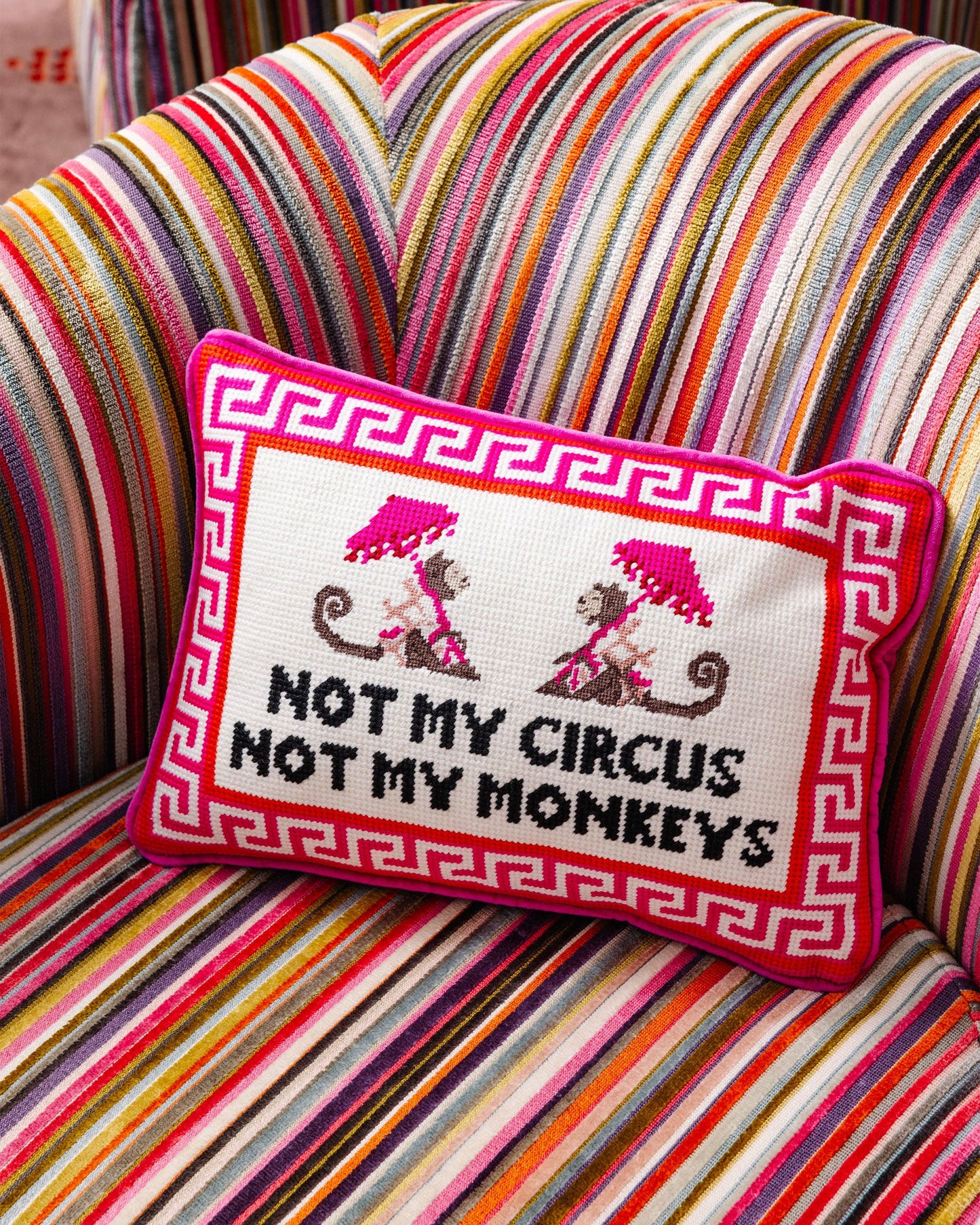 Furbish Studio - Needlepoint cushion Not my Circus