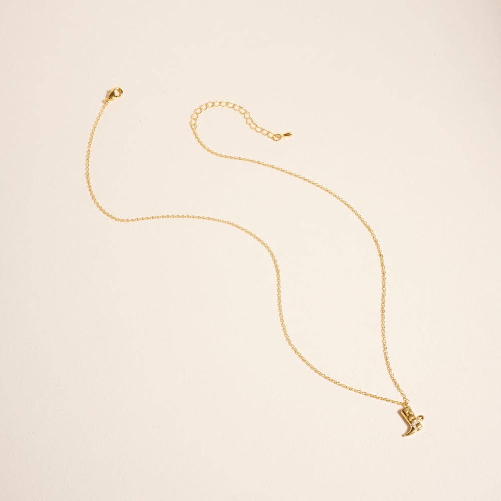Designature - Gold Plated Cowgirl Western Boots Necklace