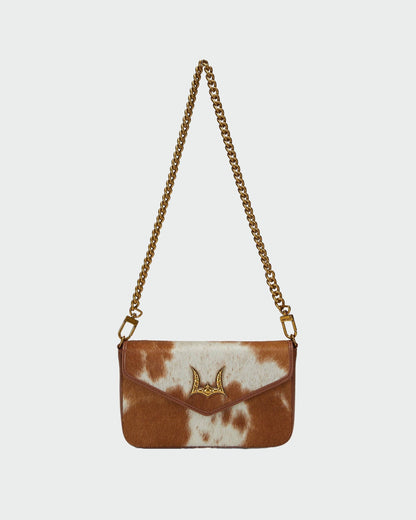 Myra Bag - Loyal West On The Go Mini kettingtas koeienhuid zwart & wit