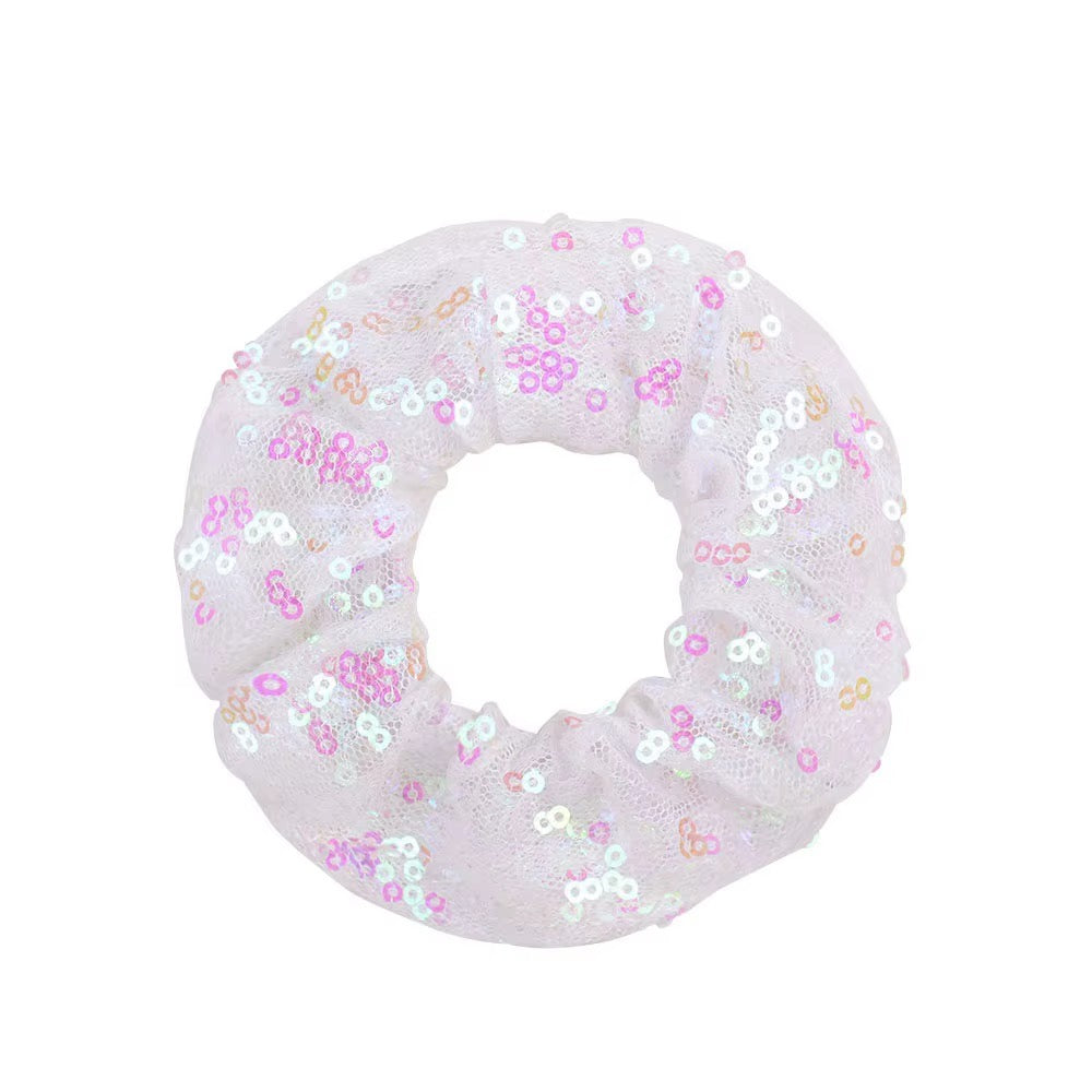FMH - Glitter Pailletten Sequin Scrunchie elastiek dressuurknot knotband (div. kleuren)
