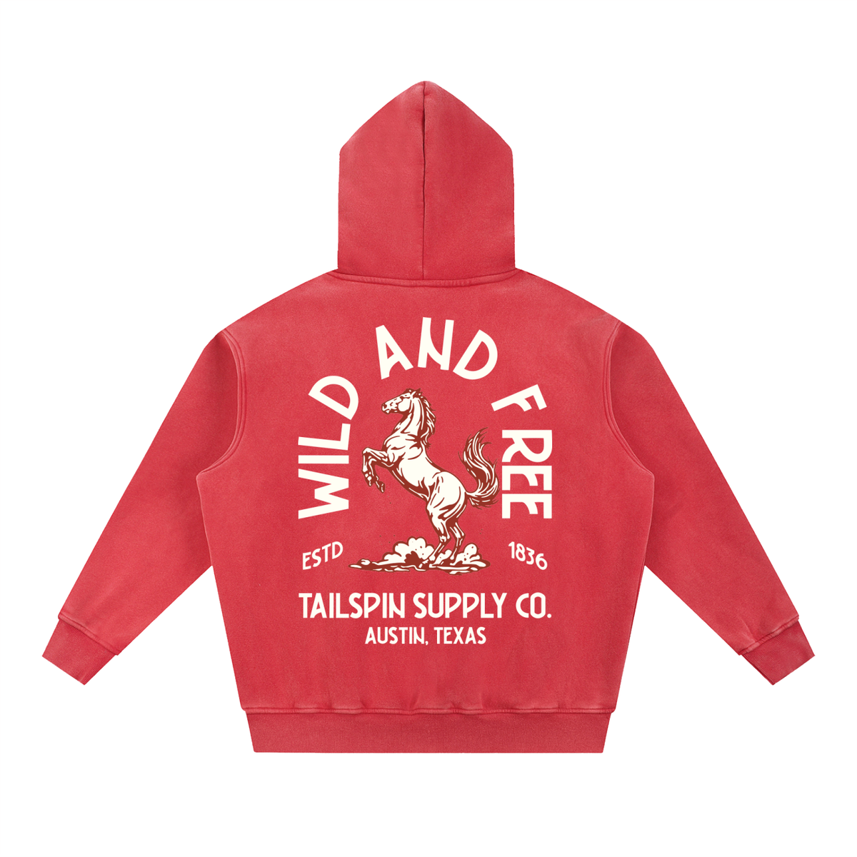 Tailspin - Wild and Free Bronco rood oversized hoodie trui