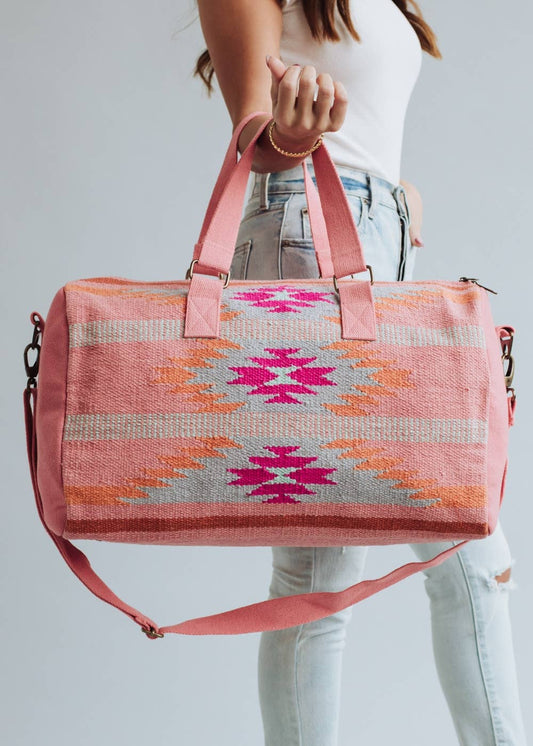 Panache Apparel Co - Bolsa de viaje azteca naranja, rosa fuerte y pizarra