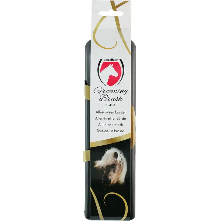 Excellent Horse - Grooming brush massage- en harenborstel M/L zwart/roze