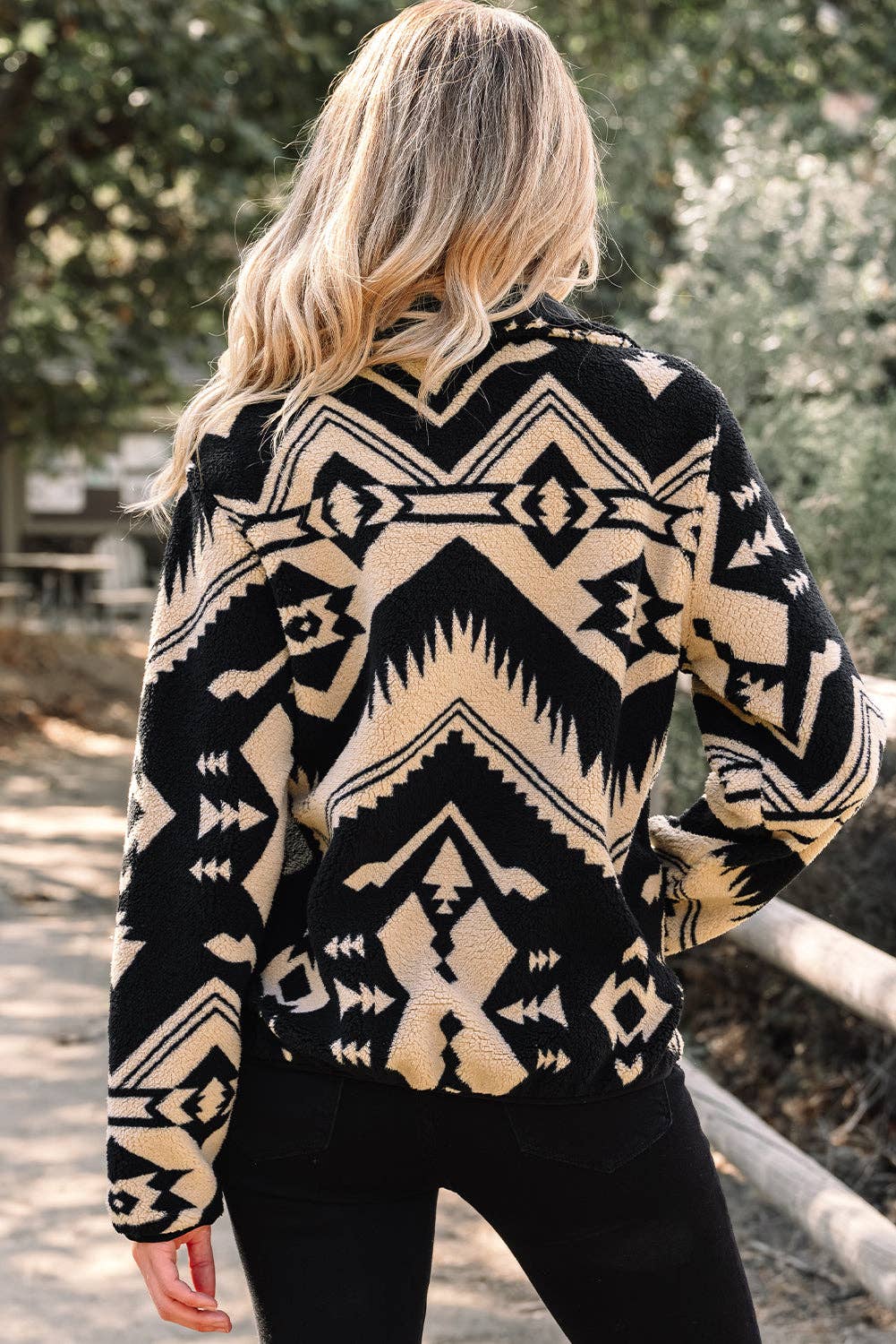 Pretty Bash - Western Aztec Fleece Half Zip Sweatshirt
