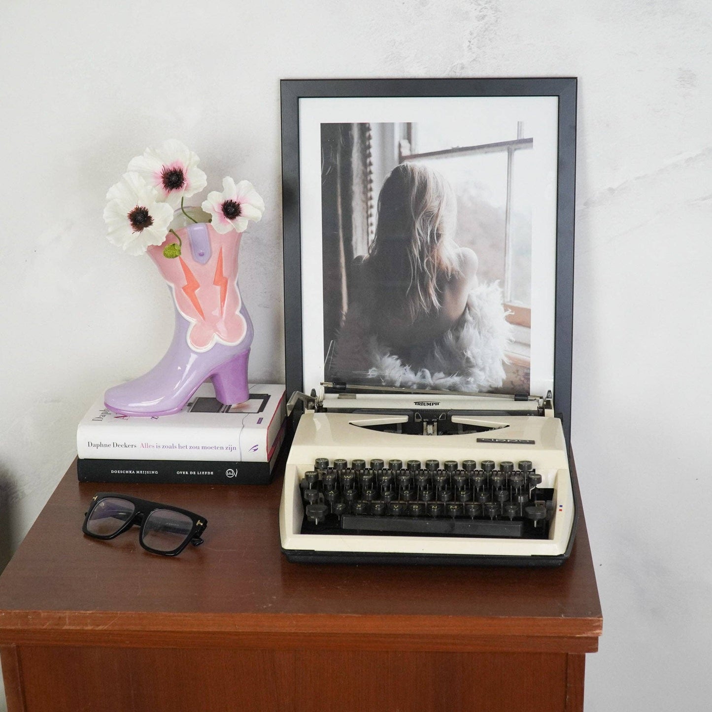 Housevitamin - Flower Vase, Boot Vase, Ceramic, Pink/Lilac