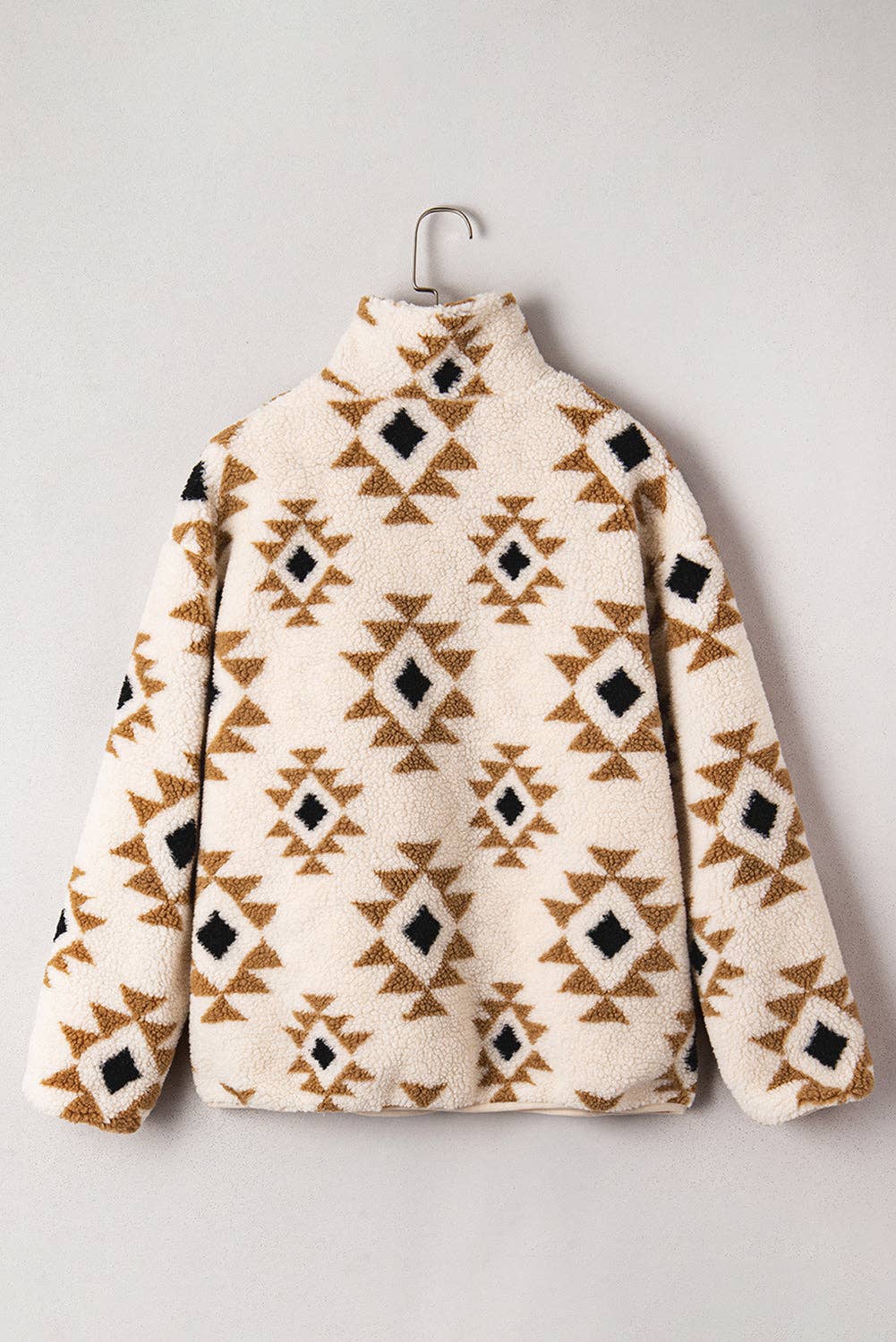 Pretty Bash - Western Aztec Sherpa Sweatshirt met 1/4 zip