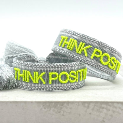 Parsley & pepper - Think Positive armband grijs/ neon geel