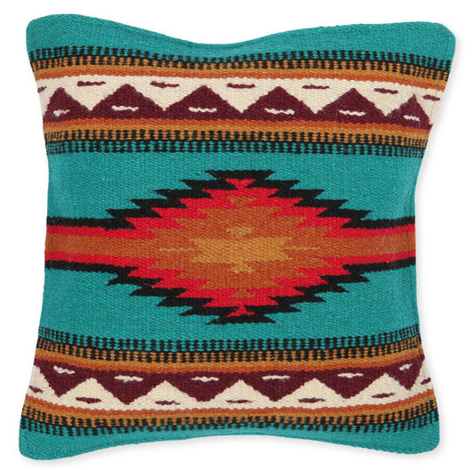 El Paso - Wool Maya modern cushion cover turquoise/orange #8