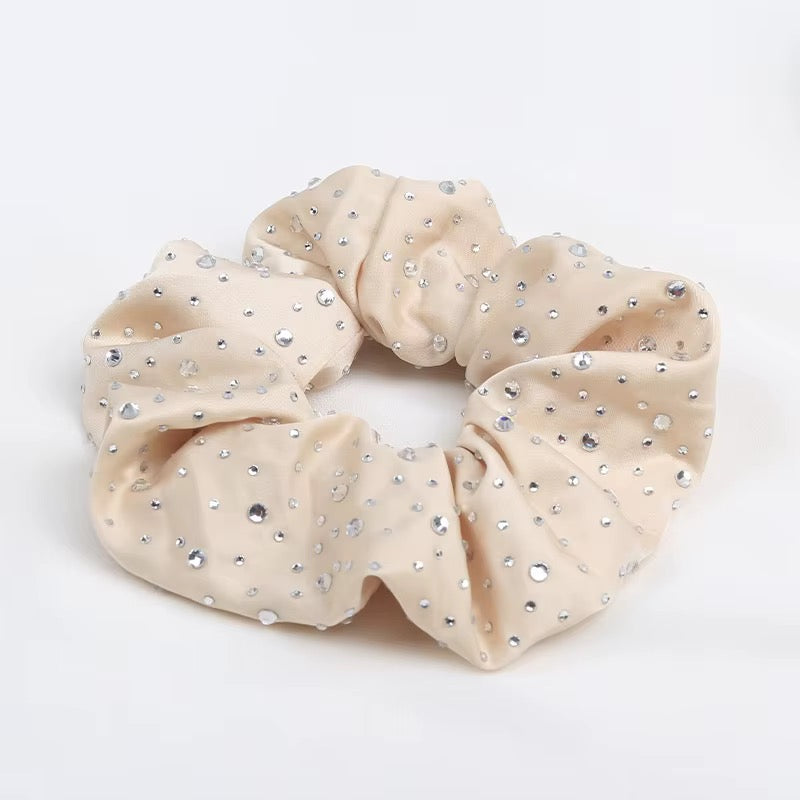 FMH - Luxe Scrunchie elastiek met strass glitter dressuurknot knotband (div. kleuren)